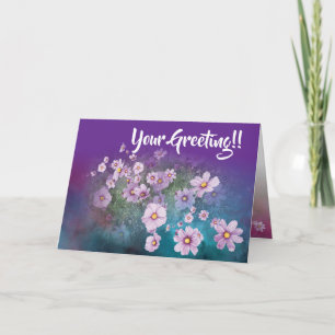 wildflower cosmos orchid colour greeting card