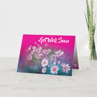 wildflower cosmos pink  get well card 