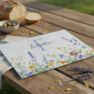 Wildflower Cottagecore Botanical Floral Monogram Cutting Board