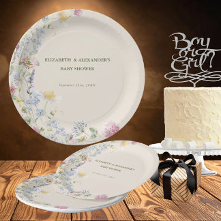 Wildflower Couples Baby Shower  Paper Plate