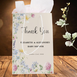 Wildflower Couples Baby Shower Thank You Medium Gift Bag