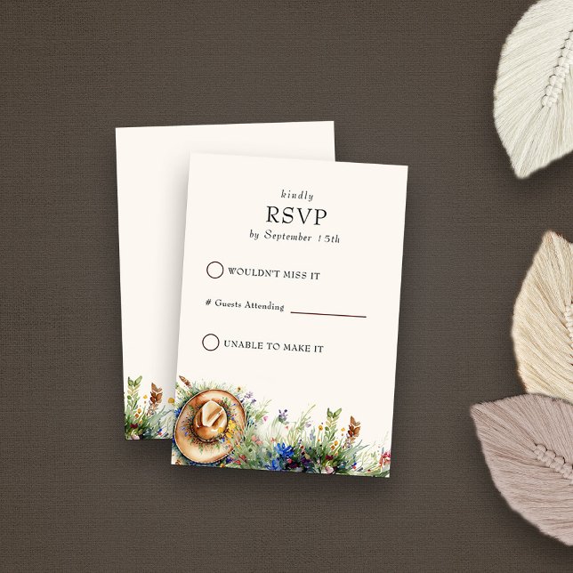Wildflower Cowgirl Rustic Floral Simple RSVP Card (Simple RSVP Cards from my Wildflower Cowgirl Hat Quinceanera Collection
)