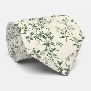 Wildflower Cream and Green Botanical Vine Wedding  Tie