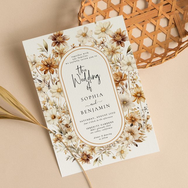 Wildflower Cream Boho Floral Boho Wedding Invitation (Creator Uploaded)