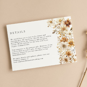 Wildflower Cream Boho Floral Wedding Enclosure Card