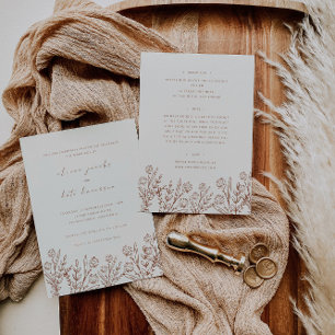 Wildflower Cream Terracotta Front & Back Wedding Invitation