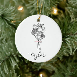 Wildflower Custom Name Ceramic Ornament