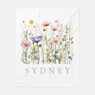 Wildflower Custom Name Fleece Blanket