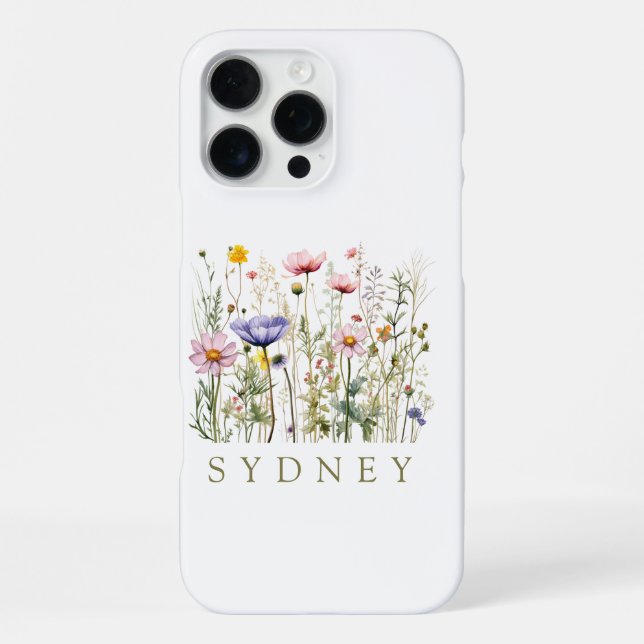 Wildflower Custom Name iPhone Case (Back)