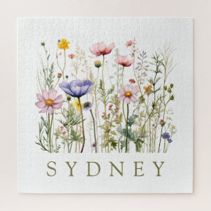 Wildflower Custom Name Jigsaw Puzzle