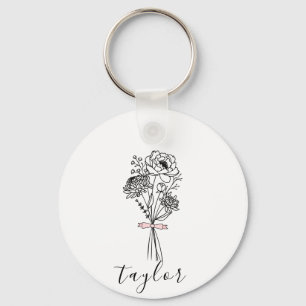 Wildflower Custom Name Keychain