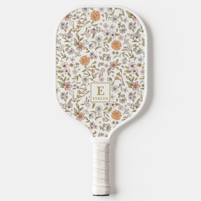 Wildflower Custom Name Monogram  Pickleball Paddle (Front)