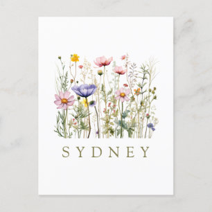 Wildflower Custom Name Postcard