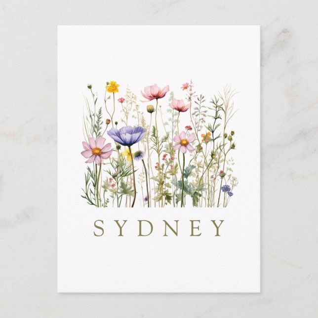 Wildflower Custom Name Postcard (Front)