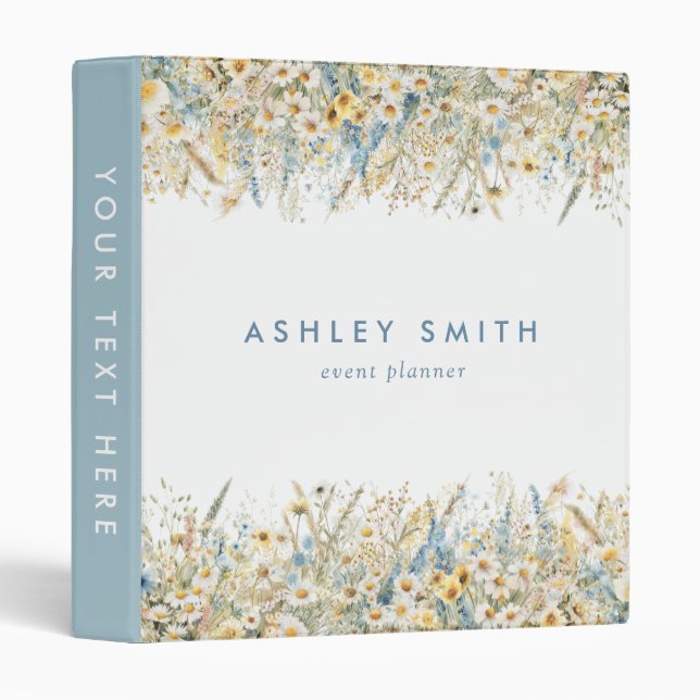Wildflower Daisy Field 3 Ring Binder (Front/Spine)