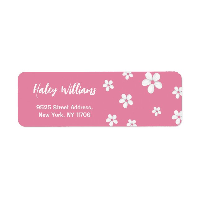 Wildflower Daisy Pink Baby Girl Return Address (Front)