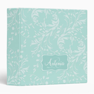 Wildflower damask pattern aqua teal named folder binder