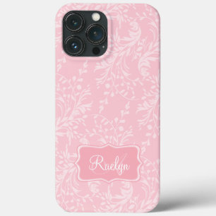 Wildflower damask patterned pink name iPhone 13 pro max case