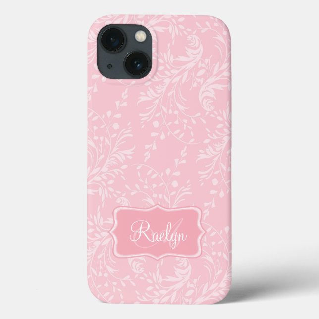 Wildflower damask patterned pink name  Case-Mate iPhone case (Back)