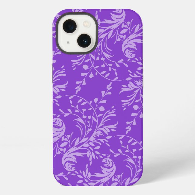 Wildflower damask patterned purple iPhone case (Back)