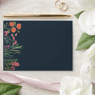 Wildflower Dark Blue Bridal Shower Envelope