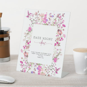 Wildflower Date Night Ideas Bridal Shower Pedestal Sign