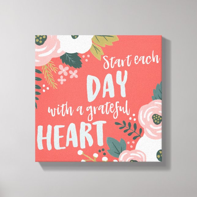 Wildflower Daydreams - Grateful Heart Typography Canvas Print (Front)