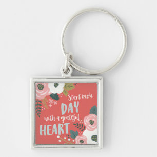 Wildflower Daydreams - Grateful Heart Typography Keychain