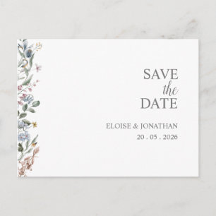 Wildflower Delicate Floral Save The Date Postcard