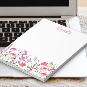 Wildflower Delicate Pink Floral Personalized Notepad