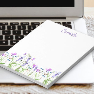 Wildflower Delicate Purple Floral Personalized Notepad