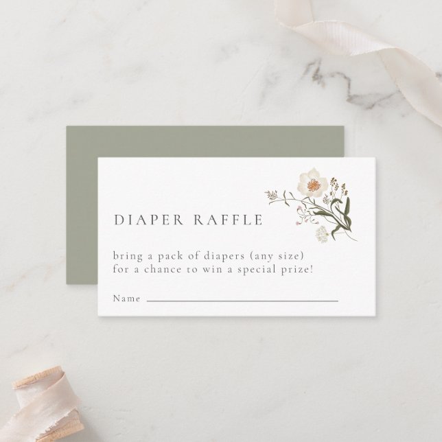 Wildflower Diaper Raffle Enclosure Card (Front/Back In Situ)