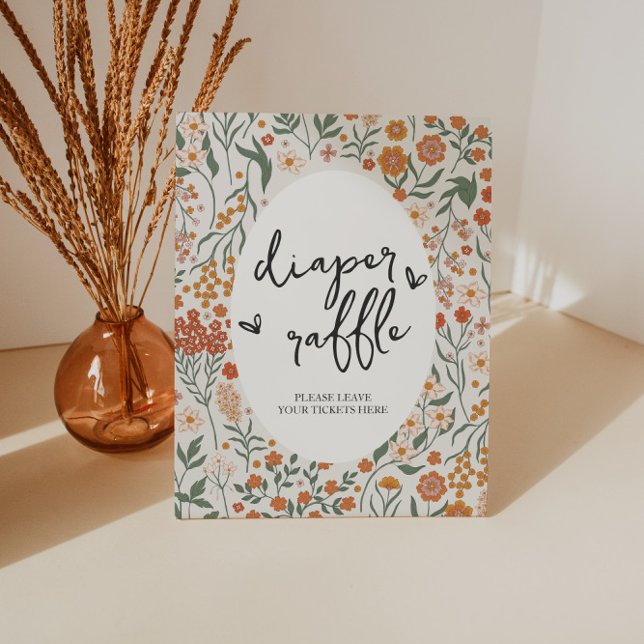 Wildflower Diaper Raffle Game Pedestal Sign (Diaper Raffle Sign)