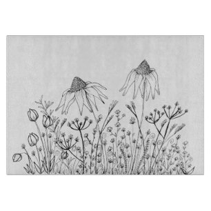 Wildflower drawing cutting board