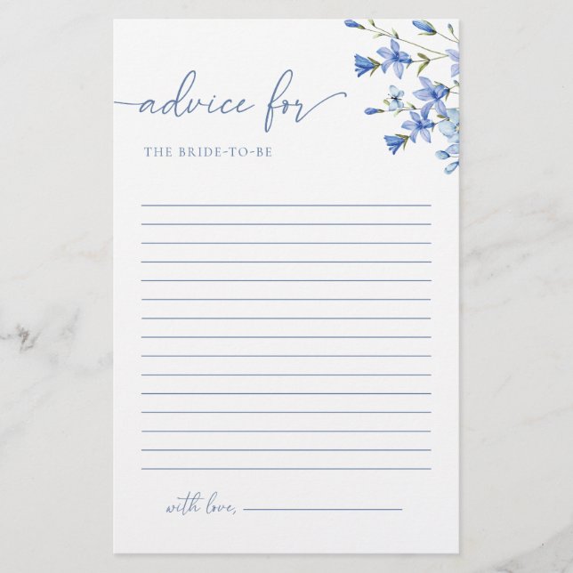 Wildflower Dusty Blue Advice for the Bride Card (Front)