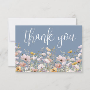 Wildflower Dusty Blue Thank You Card