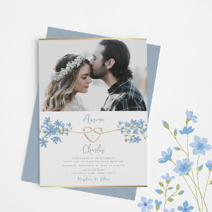Wildflower Dusty Blue Wedding Invitation