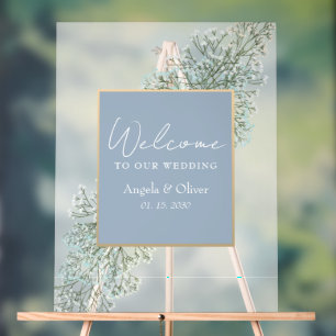 Wildflower Dusty Blue Wedding Memorial Acrylic Sign