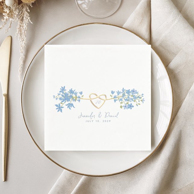 Wildflower Dusty Blue Wedding Napkins (Creator Uploaded)