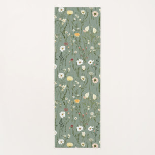 Wildflower Dusty Sage Floral Green Yoga Mat