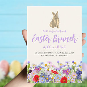 Wildflower Easter Bunny Brunch and Egg Hunt Invitation