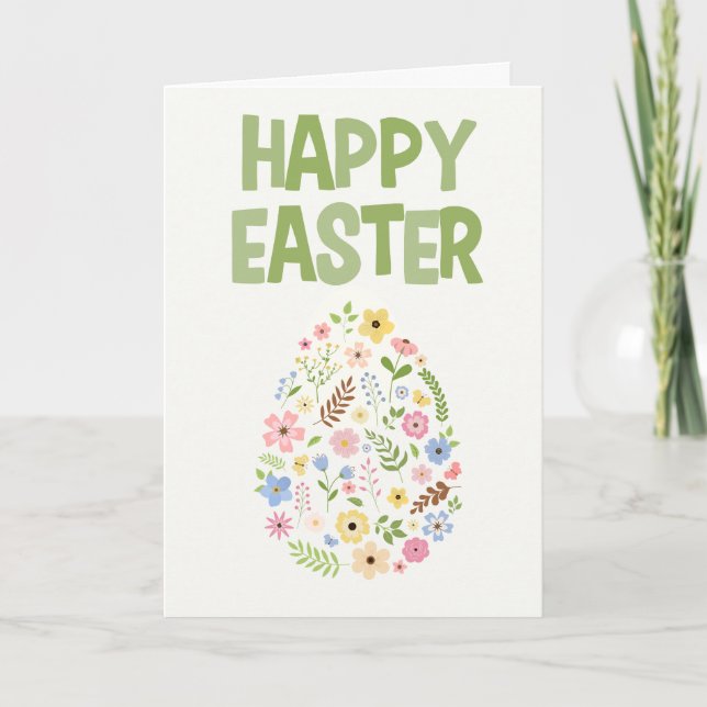 Wildflower Easter Egg Pattern Holiday Card (Front)