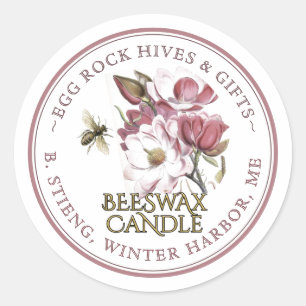 Wildflower Editable Beeswax Candle Label Pink Bee