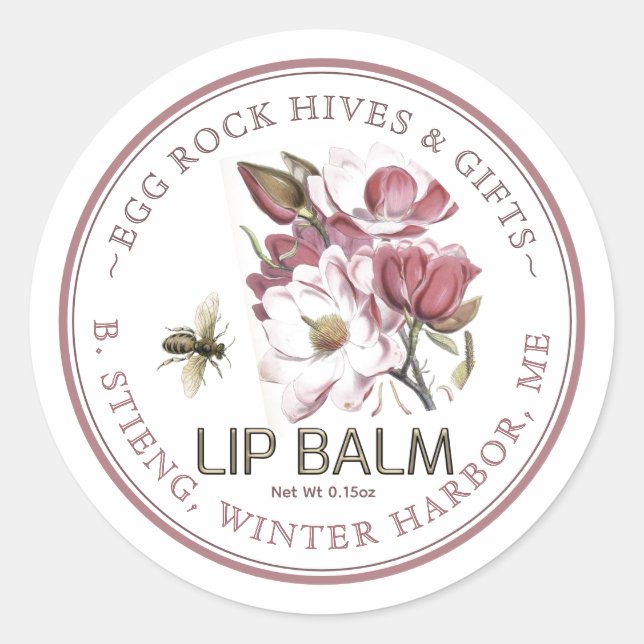 Wildflower Editable Beeswax Lip Balm Label Pink (Front)