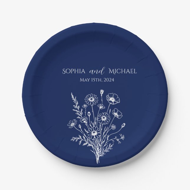 Wildflower Elegance-Wedding- Napkins Paper Plate (Front)