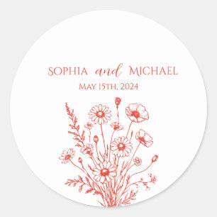 Wildflower Elegance Wedding Stickers