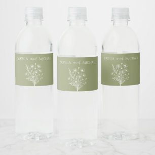 Wildflower Elegance-Wedding  Water Bottle Label
