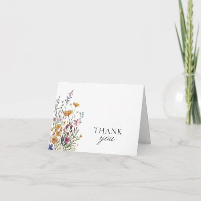 Wildflower Elegant Boho Chic Thank You Card (Front)