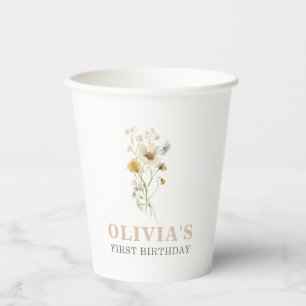 Wildflower Elegant boho garden First Birthday Paper Cups