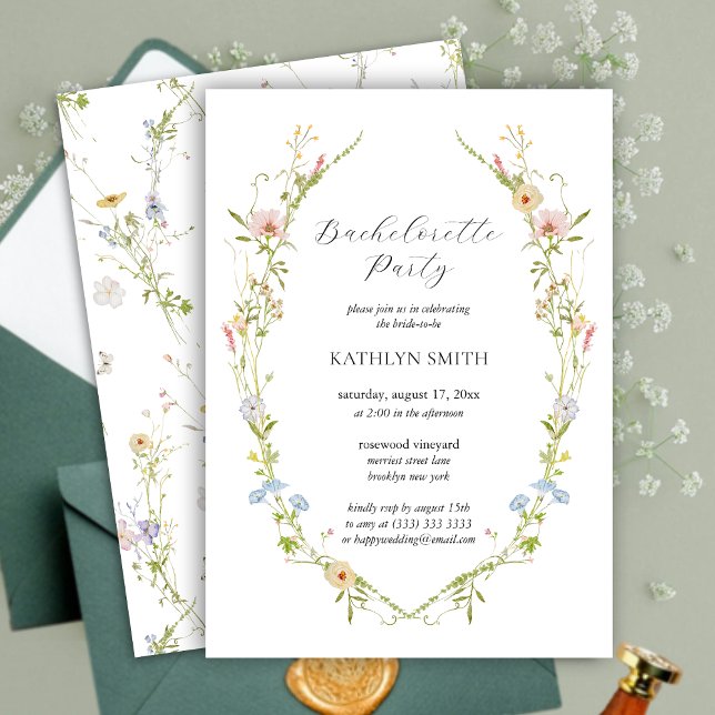 Wildflower Elegant Floral Bachelorette Party Invitation (Creator Uploaded)